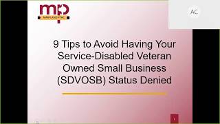 How To Avoid Having Your SDVOSB Status Denied [upl. by Ioab483]