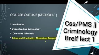 CSSPMS  Criminology Lect1 By Sir Raja Shahroze Abbas [upl. by Camile]