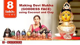 How to make Devi face with coconut and clay  kalash decoration  goddess Lakshmi  Gowri  Durga [upl. by Oicnedif]