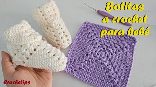 ¡Increíble patrón de ganchillo de zapatos de bebe Granny Square super fácil para principiantes [upl. by Letsyrk814]