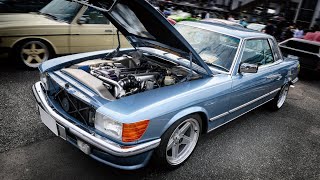 1977 メルセデス ベンツ 450SLC にさらりと2JZエンジン搭載！ [upl. by Ayom720]