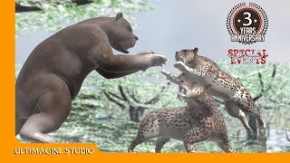 Arctodus simus VS Smilodon  Dinosaurs Battle Special dinosaursbattles dinosaur dinosaurs [upl. by Tirrej]