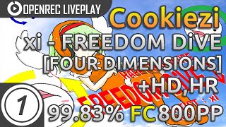 Cookiezi  xi  FREEDOM DiVE FOUR DIMENSIONS HDHR FC 9983 800pp  Livestream w chat reaction [upl. by Erodoeht]