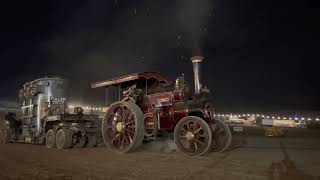 Burrell traction engine pulling the big load at Great Dorset steam fair sparks flying [upl. by Acisse290]