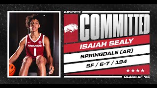 WATCH 4star SF Isaiah Sealy commits to Arkansas  No 98 overall prospect [upl. by Treblah141]