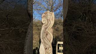 Super carved totem poles entrance to ancient woodland and archaic meadows naturalhistory [upl. by Ayal]