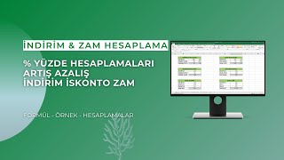 Excel Yüzde  Hesaplamaları  İndirim amp İskonto amp Zam Oranı İle Hesaplama Yapma [upl. by Snodgrass]