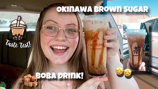 BOBA DRINK TASTE TEST Okinawa Brown Sugar🧋 [upl. by Nikoletta]