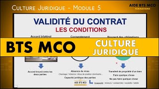 AIDE BTS MCO  Quels sont les critères de validité dun contrat   CULTURE JURIDIQUE BTS [upl. by Gennaro987]