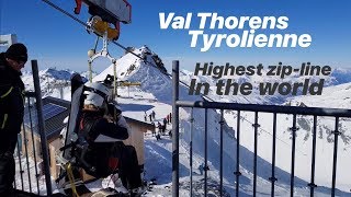 La Tyrolienne Highest zipline in the world Val Thorens  Orelle [upl. by Pietje]