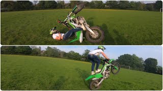 TRYING SUPERMAN WHEELIES AND CRASHING MY DIRTBIKE KX450 [upl. by Thornie430]