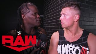 The Miz and RTruth vow to win back the World Tag Title Titles Raw exclusive June 24 2024 [upl. by Blau371]