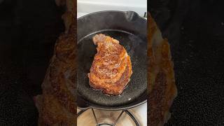 Cooking a ribeye steak in a castiron skillet steak cooking recipe [upl. by Ynnaj]