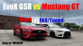 Evo X GSR FBO vs Mustang GT 6MT STOCK [upl. by Anohsal]