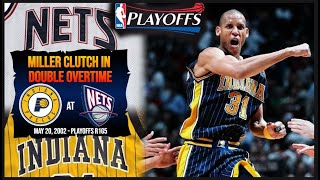 Indiana Pacers at New Jersey Nets  Reggie Miller Miraculus Shot  2OT Game 5 2002 Playoffs [upl. by Assedo]