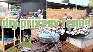 DECK TRANSFORMATION BUILDING A PRIVACY FENCE  HOT TUB INSTALL  DENISE BANGIYEV [upl. by Leemaj752]