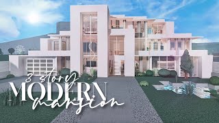 ROBLOX  Bloxburg Spring Modern Mansion 215k  No Large Plot  3 Story House Build [upl. by Grail]