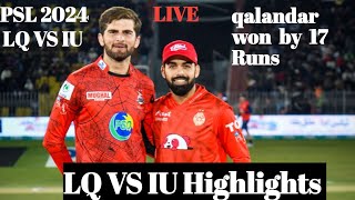 Lahore qalandar vs Islamabad united Psl 2024 LQ VS IU HighlightsCricket Rush6 March 2024 [upl. by Aihsitan]