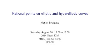 ICM2014 VideoSeries PL9 Manjul Bhargava Laudation by Benedict Grossi on Aug16Sat [upl. by Lenny163]