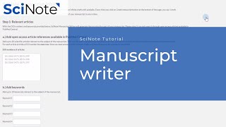 How to use Manuscript Writer  SciNote [upl. by Ttoile]