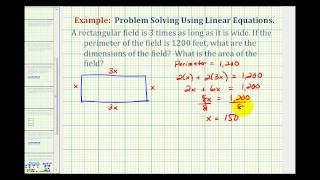 Ex Find the Dimensions and Area of a Field Given the Perimeter [upl. by Vaasta]