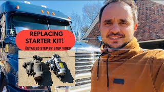 How To Replace A Freightliner Cascadia DD15 Starter DIY DETAILED STEP BY STEP VIDEO [upl. by Eerrehs]