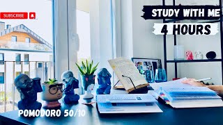 4 HOURS STUDY WITH ME 📖📚POMODORO 5010 ⏰ 5 AM Study Real sound 🦜Background noise 🎧 🔇 no music [upl. by Eserahs]