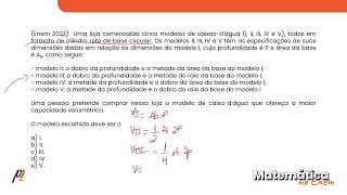 ENEM 2022  GEOMETRIA ESPACIAL  Uma loja comercializa cinco modelos de caixasd’água [upl. by Zelikow561]