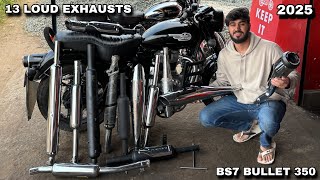 Trying Different Exhaust on New 2025 BS7 Bullet 350 Free Flow Loud Exhaust Bullet Modification MxK [upl. by Gearard]