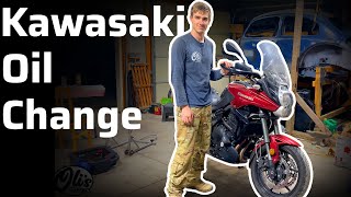 Kawasaki Versys 650 Oil Change Tutorial [upl. by Aved757]