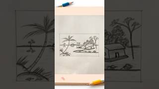 Scenery Drawing Pencil Art nature scenario creative youtubeshorts [upl. by Aikit]