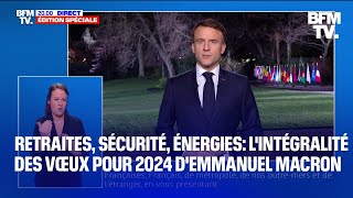 Retraites énergies sécurité lintégralité des vœux pour 2024 dEmmanuel Macron [upl. by Deirdra444]