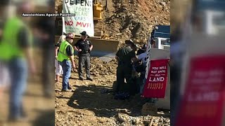 Mountain Valley Pipeline protesters lock themselves to equipment [upl. by Enier]