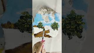 village painting  painting on rocks paintingideas paintingtutorial easydrawing [upl. by Jackqueline]