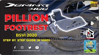 Bajaj Dominar pillion Footrest and Fork sliders Installation Guide in Hindi   D400 [upl. by Casar]