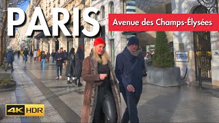 Paris 🇫🇷 Avenue des ChampsÉlysées Winter 2024 Walking Tour 4K HDR [upl. by Bueschel]