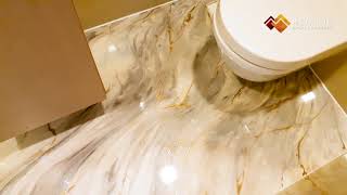 Metallic Epoxy Flooring Design Gold Veins on Beige Marble Mixed Design [upl. by Annocahs]