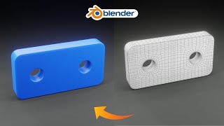 Rectangular Part with Holes  Hard Surface  Subdivision  Product Modelling in blender [upl. by Mylander]