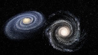 Simulation Andromeda galaxy colliding with the Milky Way [upl. by Ianahs]