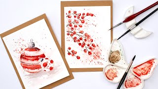 Watercolor holiday cards for beginners [upl. by Bills]