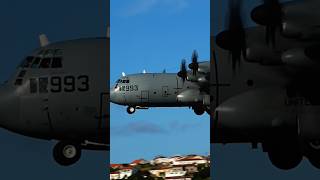 The Mighty C130T Hercules USN Beautiful Landing  Lajes shorts [upl. by Fredette]