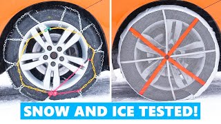 Snow Socks VS Snow Chains VS Snow Tires  Whats REALLY Best on Snow and Ice [upl. by Aneela163]