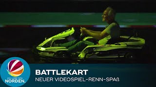 BattleKart Bispingen SAT1Reporter testet VideospielRennSpaß [upl. by Alberto30]