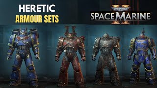 WARHAMMER 40K SPACE MARINE 2  ALL HERETIC ASTARTES ARMOUR SETS [upl. by Moht241]