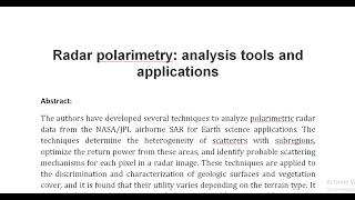 Radar polarimetry analysis tools and applications [upl. by Merriman]