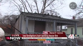 Two KC firefighters hospitalized after house fire [upl. by Hadria]