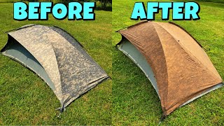 Dyeing A Tent Rainfly  Rit DyeMore Synthetic  Surplus Improved Combat Shelter Makeover [upl. by Limak]