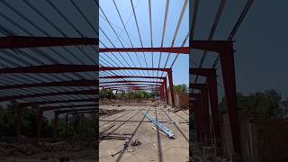 Girders installation done girders constructionlife steelstructure columns purlin [upl. by Nahtanaoj]