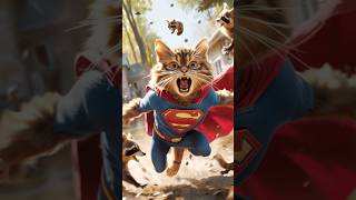 Ai SuperCat Fighting with racoons😾🙌 AI Cat  youtubeshorts cat ainimation catlover [upl. by Irual]