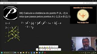 Geometria Analítica  exercício 8 distância de um pondo a uma reta formada a partir de dois pontos [upl. by Ahsekahs]